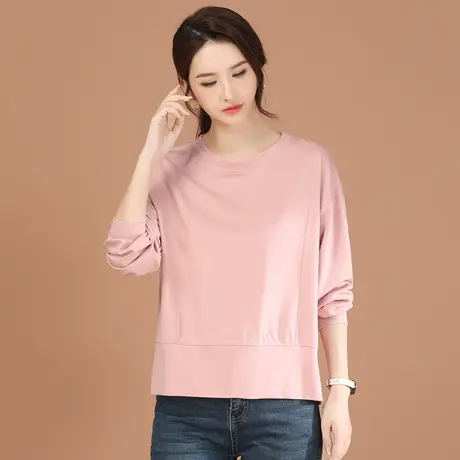 韩潮袭人圆领长袖T恤2024春季新款时尚宽松休闲拼接上衣设计感图片