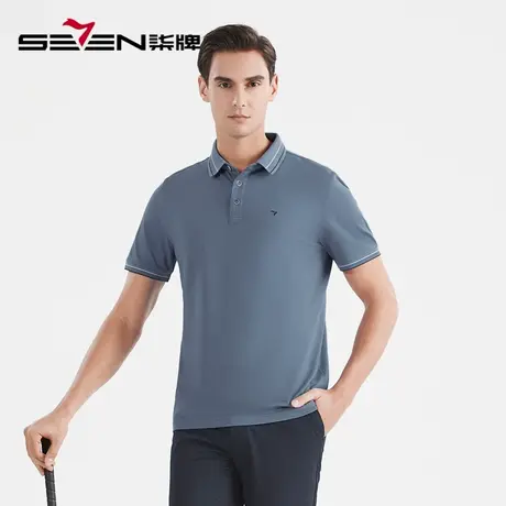 柒牌polo衫男清仓短袖中青年百搭夏季新款撞色条纹翻领T恤衫商品大图