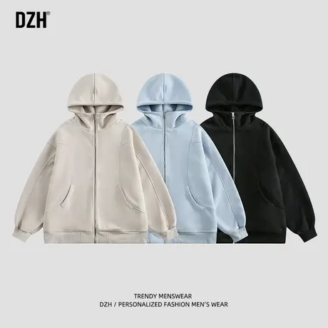 男士开衫卫衣男连帽长袖上衣2024年春季新款简约夹克外套男装衣服图片