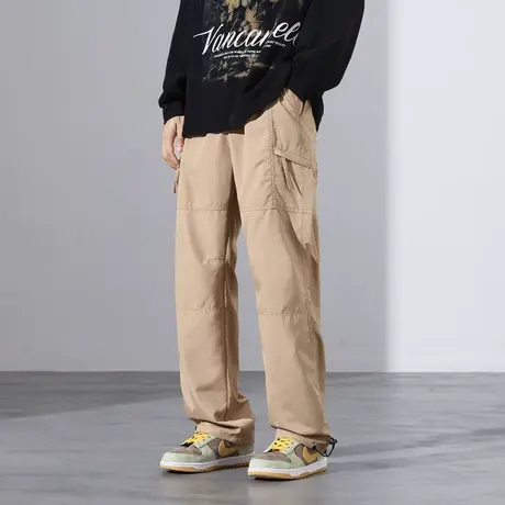 美式潮牌工装裤子男春秋宽松直筒阔腿裤2024潮流痞帅运动休闲长裤商品大图