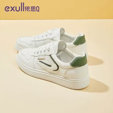 依思q小白鞋女2024新款爆款春季透气aj鞋子超火厚底白色帆布鞋女图片