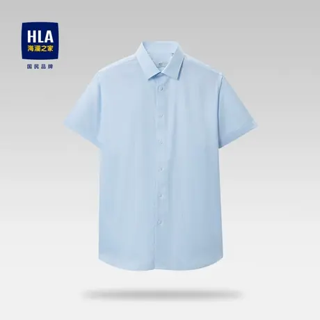 HLA/海澜之家含莱赛尔短袖正装衬衫23春夏新款免烫条纹商务衬衣男图片