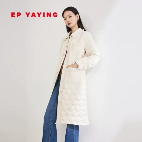 EP雅莹女装 绗缝修身小香风轻薄长款风衣羽绒服 2023秋冬Y205A图片