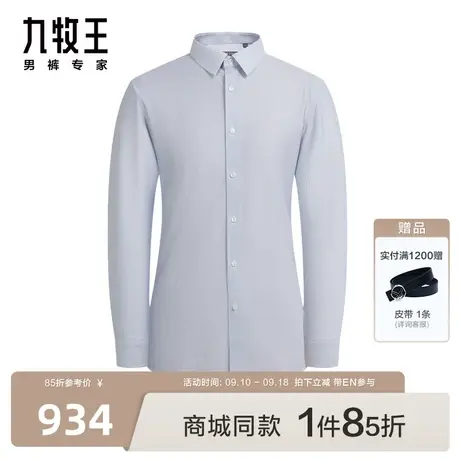 [含桑蚕丝]九牧王男装JC1C10817正装长袖衬衫23秋季新款衬衣男EN图片
