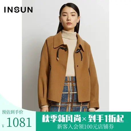 恩裳蔻冬季气质自然优雅减龄大方纽扣设计短款毛呢外套商品大图