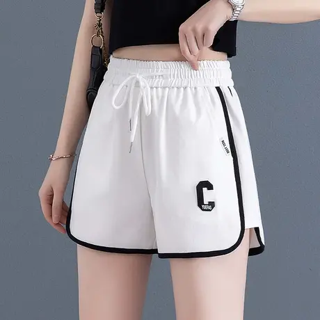 冰丝运动短裤女外穿夏季薄款休闲裤2023时尚高腰抽绳宽松阔腿热裤图片