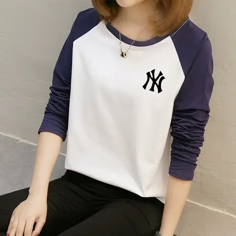 纯棉长袖t恤女白色韩版宽松打底衫内搭上衣早秋2022新款韩版小衫图片