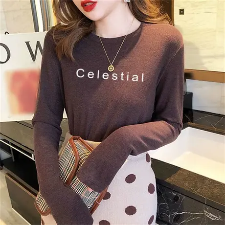 双面德绒半高领打底衫女长袖t恤2023秋冬新内搭加绒加厚保暖上衣图片