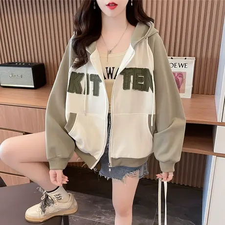 早秋外套女春秋季韩版宽松初秋百搭薄款撞色小个子棒球服开衫卫衣图片
