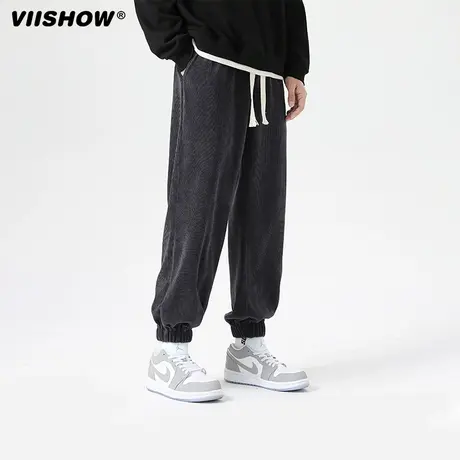 VIISHOW休闲裤男秋冬季运动长裤子保暖直筒阔腿灯芯绒卫裤商品大图