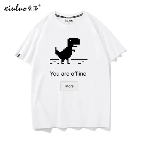 秀洛网页故障断网小恐龙程序员404T恤男短袖IT编程周边衣服半袖商品大图