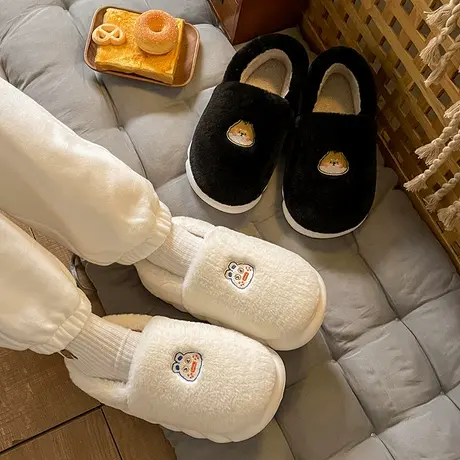 秋冬季可爱卡通棉拖鞋女室内情侣厚底保暖居家包跟毛绒月子棉鞋男商品大图