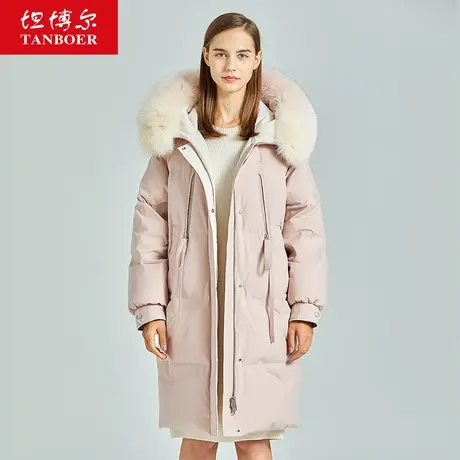 坦博尔羽绒服女中长款大毛领加厚保暖御寒外套断码清仓商品大图