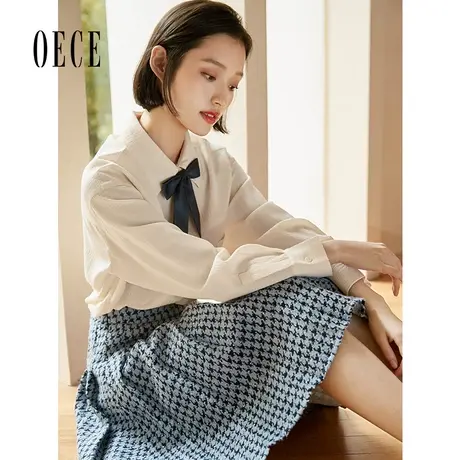 Oece复古气质衬衫秋冬季新款女装设计感小众衬衣宽松百搭上衣图片