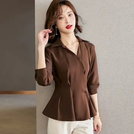 秋款别致雪纺衫女长袖2023新款秋季上衣欧货小衫洋气超仙时尚漂亮图片