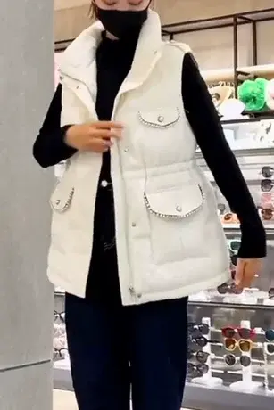 欧洲站小香风羽绒棉马甲女2023新款宽松大码立领外穿马夹外套潮款商品大图