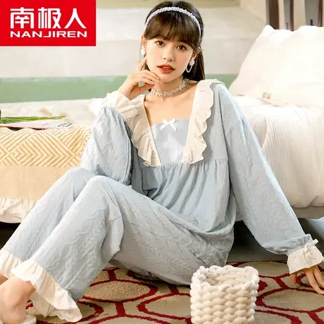 南极人睡衣女春秋长袖2022年新款可爱公主风可外穿女士家居服套装图片