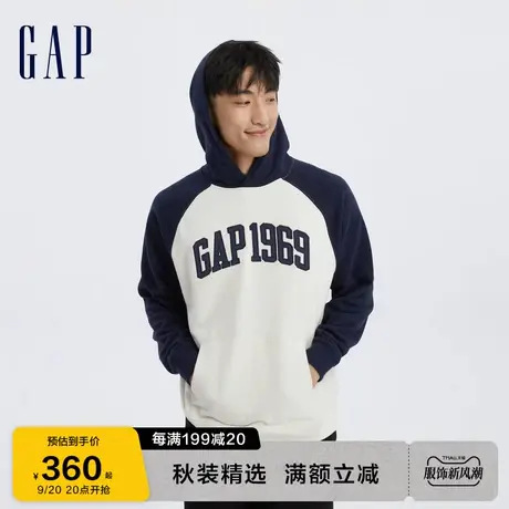 Gap男女装秋季2023新款LOGO宽松法式圈织软卫衣760405运动连帽衫图片