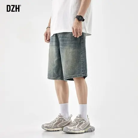 男士复古牛仔短裤男大码宽松2023新款男裤夏季薄款休闲直筒五分裤商品大图