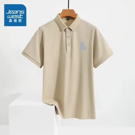 VO真维斯男装上衣2025春季新款 商务时尚男款印花短袖POLO衫爸爸商品大图