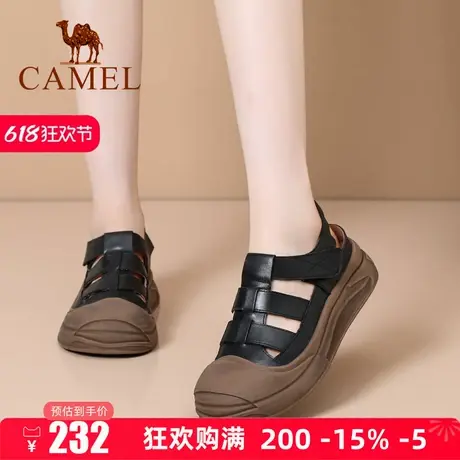 Camel/骆驼女鞋2025春夏季新款包头罗马凉鞋女真皮百搭时尚休闲鞋图片
