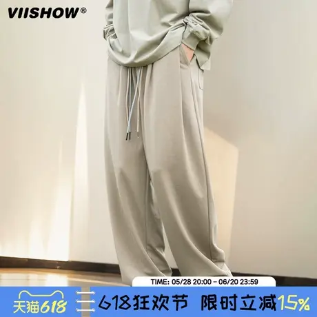 VIISHOW宽松运动休闲裤直筒百搭双抽绳长裤卫裤高街垂感裤子男士商品大图