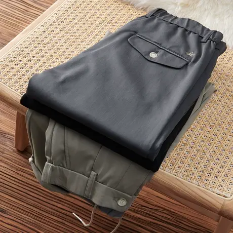 铜氨丝冰丝男士九分裤春季锥形显瘦直筒休闲裤男韩版百搭小脚裤子图片