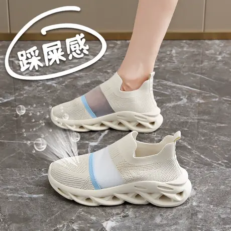 老北京布鞋女夏季透气网面飞织运动鞋踩屎感软底休闲不累脚妈妈鞋商品大图