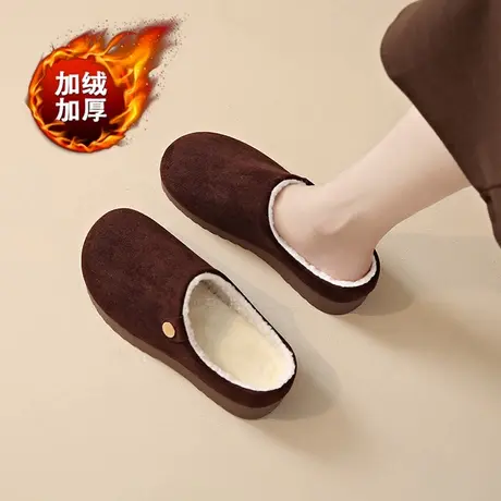 老北京布鞋女士冬季加绒包头棉拖鞋外穿防滑妈妈棉鞋软底老人半拖商品大图