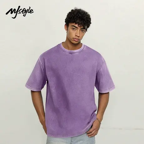 【线下门店同款】MJ STYLE美式复古洗水短袖T恤男宽松欧版纯棉T商品大图