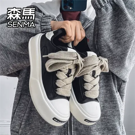 森马男鞋秋季小众原创百搭休闲板鞋青少年运动防滑厚底增高面包鞋商品大图