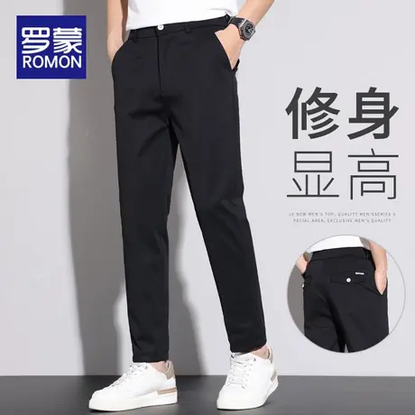 罗蒙高级感小西裤男夏季薄款直筒修身九分裤子男士垂坠感休闲长裤商品大图