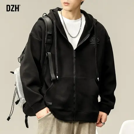 男士连帽运动外套男春秋潮牌宽松上衣男款连帽衫重磅开衫卫衣美式商品大图