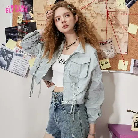 【商场同款】妖精的口袋工装短款外套女2023秋季新款小个子休闲商品大图
