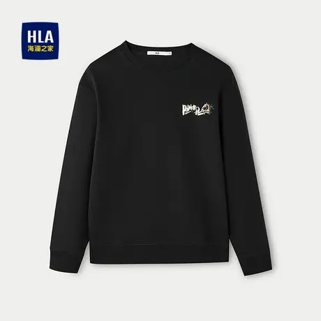 HLA/海澜之家时尚微弹卫衣2025秋季新款圆领印绣结合工艺上衣男图片
