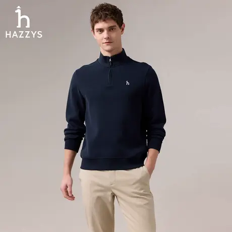 【商场同款】Hazzys哈吉斯男半拉链立领卫衣2025秋季新款休闲上衣商品大图