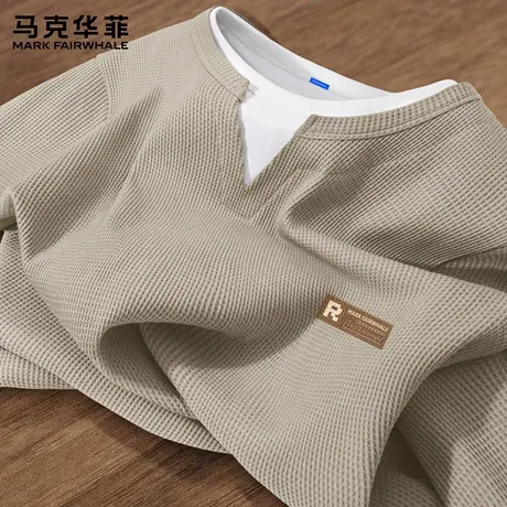 马克华菲假两件长袖t恤男士2025新款秋季宽松潮流打底衫男款上衣X商品大图