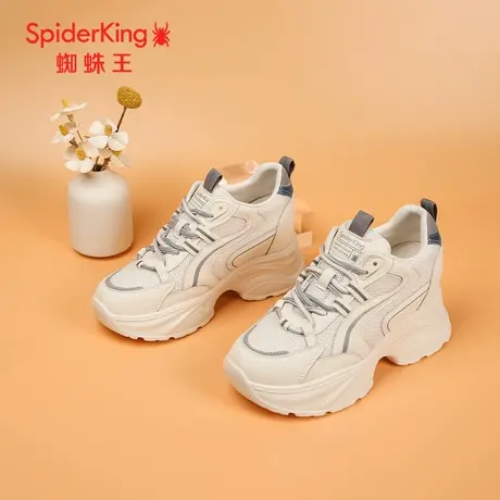 SPIDER KING/蜘蛛王老爹鞋女真皮2024秋商场新款内增高网面厚底潮商品大图