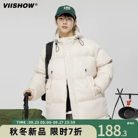 VIISHOW棉服冬季潮流宽松美式立领休闲连帽面包服男保暖防风棉袄商品大图
