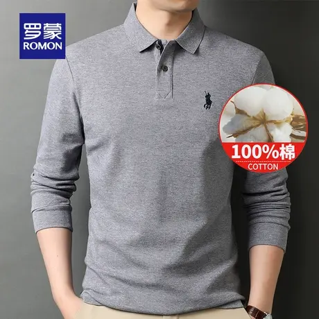 【官方正品】罗蒙长袖Polo衫男2023春季新款中青年时尚休闲打底衫图片