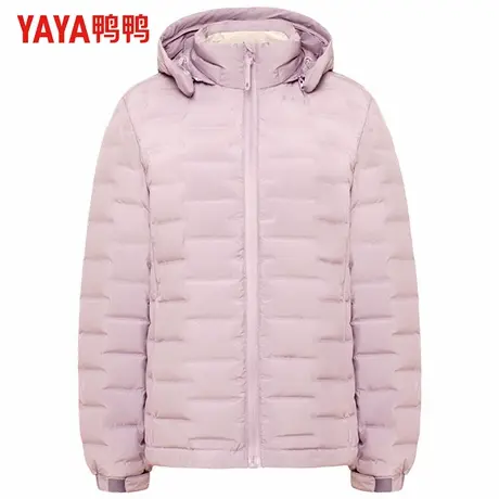 鸭鸭秋冬轻薄羽绒服女士时尚休闲百搭可拆卸连帽短款立领保暖外套图片