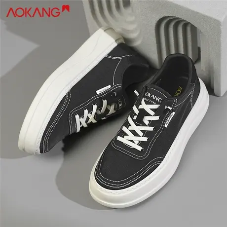 奥康男鞋2025新款秋季透气休闲男士一脚蹬懒人鞋软厚底帆布板鞋商品大图