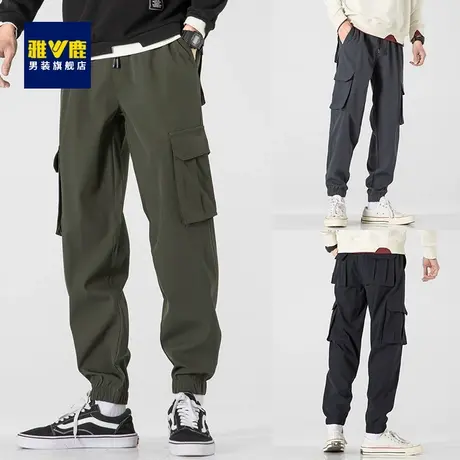雅鹿工装裤男裤子2023春装宽松男士束脚裤户外运动裤休闲裤长裤子商品大图