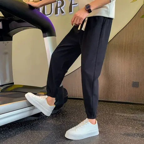 加绒卫裤潮牌2023秋冬季纯色休闲灯芯绒运动裤潮流加厚束脚哈伦裤图片