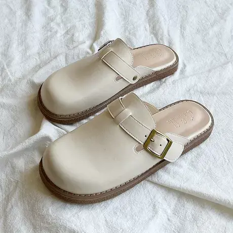 懒人鞋法式复古软底包头半拖鞋女夏外穿平底一脚蹬无后跟勃肯鞋商品大图