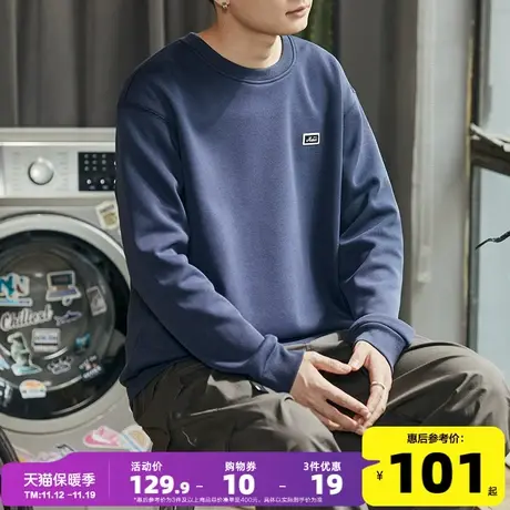 唐狮2023秋冬季新款银狐绒圆领卫衣男士加绒宽松无帽衫外套上衣潮商品大图