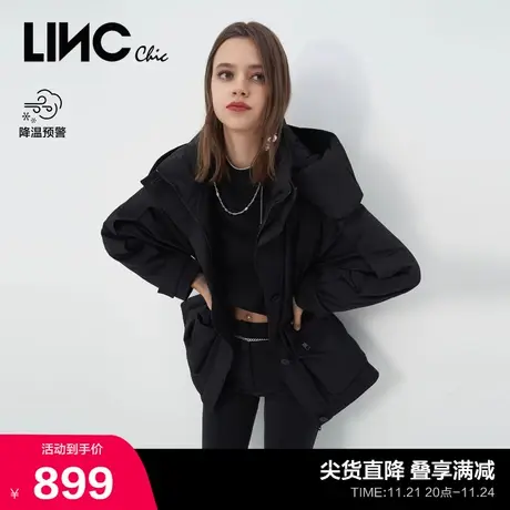 LINC金羽杰羽绒服女轻奢风衣式短款羽绒服女反季外套Y22802614图片