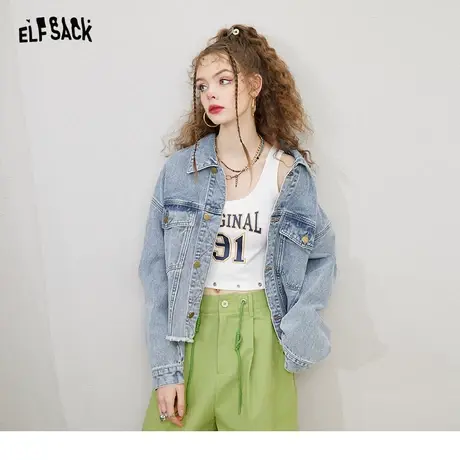 【新款】妖精的口袋高级感短款牛仔外套女2023秋季休闲外套潮ins图片