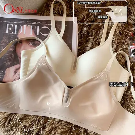 无痕内衣女薄款小胸聚拢收副乳2023新款果冻条防下垂文胸商品大图