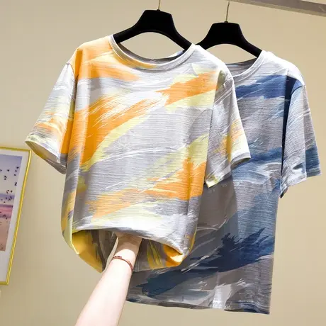 短袖t恤女宽松2023年夏季新款学生韩版打底体恤圆领上衣ins潮女装图片